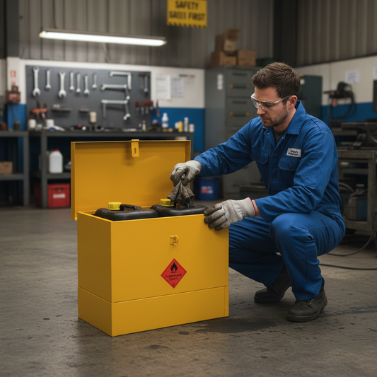 Flammable Liquids Storage Bin 18kg 508mm x 330mm x 609mm Steel for Safe Liquid Storage