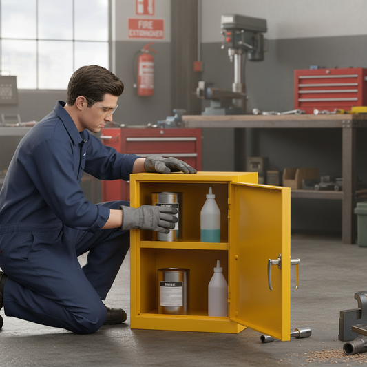 Flammable Liquids Storage Cabinet 19kg 609mm x 305mm x 609mm Yellow for Flammable Liquid Storage